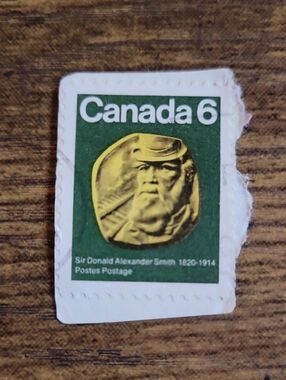 Canada 6 Decorative Postage Stamp Art Stamp - Green & Gold